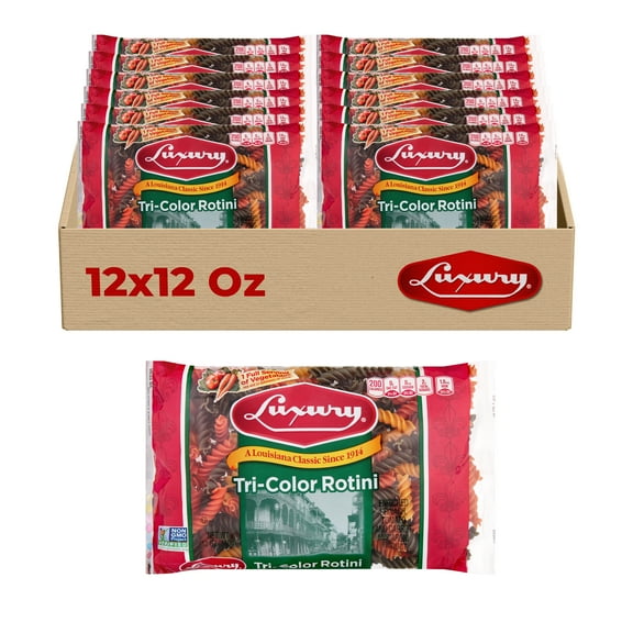Luxury Tri-Colored Rotini Pasta, 12-Pack (12 oz Each) – Vibrant Spiral Pasta for Salads, Bakes & Sauces