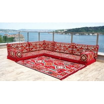 Red Arabic Floor Seating, L Shaped Sofa Bed, Diwan Sofa, Turkish Red Sofa, Floor Cushion Seating, Modular Sofa, Sleeper Couch