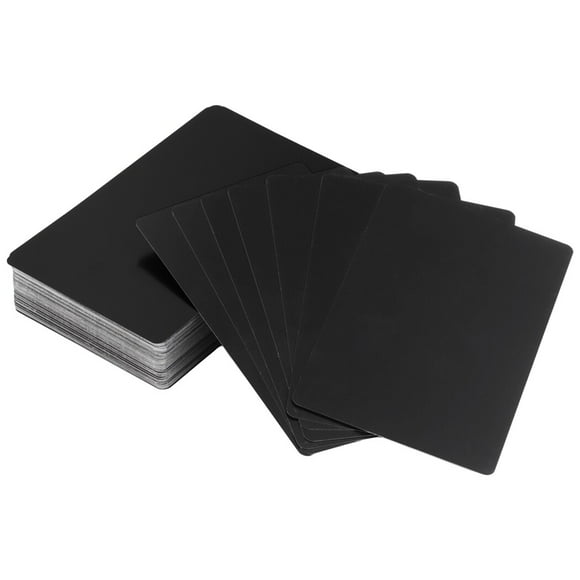 100 PCS Metal Business Cards Blank, 3.4 x 2.2" Aluminum Blank Cards, 0.008" Thick Laser Engrave Printable Name Card for Custom DIY Matte Black