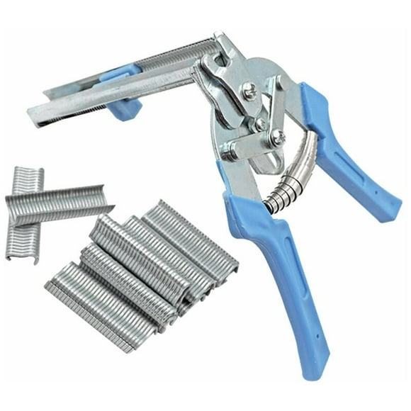 Supplies 1 Hog Ring Pliers and 600 Staples, M Clips Staples for Bird Cage, Wire Fence Installation