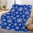thumbnail image 4 of Anhility Christmas Blanket Super Soft Cozy Snowflake Pattern Throws with Holiday Themed Print, Winter Warm Flannel Christmas Throw Blankets for Couch Bed Decoration, 51.2x59.1in (Blue), 4 of 6