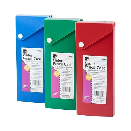 UPC: 0026487763009 | Charles Leonard Slider Pencil Case Box  Slide Out Tray  Snap Closure  Assorted Colors  1 Box