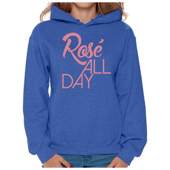 Awkward Styles Women's Rose All Day Relaxed Drinking Graphic Hoodie Tops Wine Lover Gift