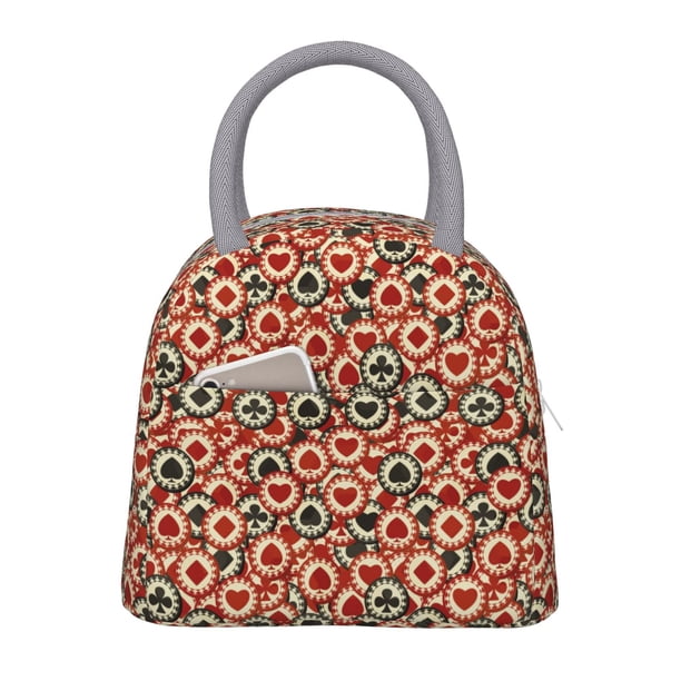 Easygdp Poker Chips Bolsa de Almuerzo Insulada Grande, Forro de Aluminio, Diseño Espacioso, a Prueba de Fugas, Ideal para Trabajo, Picnics, Viajes y Actividades al Aire Libre