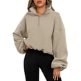 thumbnail image 5 of Loose Sport Pullover Hoodie Women Winter Solid Color Zipper Stand Collar Sweatshirt Thick Warm Clothing, 5 of 6