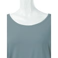 thumbnail image 3 of Thanth Womens Dolman Sleeves Boat Neck Solid Shirring Drape Basic Tunic Top, 3 of 4