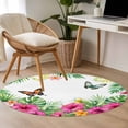 thumbnail image 4 of Tropical Spring Round Area Rug 4Ft Washable Circle Rugs for Bedroom Dining Room, Floral Leaves Butterflies Watercolor Non-Slip Carpet Floor Mats Indoor Outdoor Carpet Runner Aesthetic Home Decor, 4 of 8