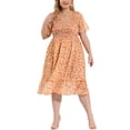 thumbnail image 1 of Plus Size Dresses for Women Elegant Floral Midi Flare Dress White 1X, 1 of 7