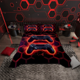 thumbnail image 1 of Erosebridal Teens Video Game Coverlet Set Twin, Gradient Red Honeycomb Bedding Set, Ultra Soft 2pcs, 1 of 5