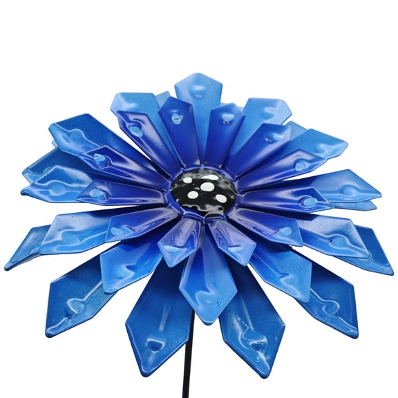 HOARBOEG Blue Metal Flower Garden Stakes - Outdoor Yard Art Decor with Rust-Resistant Finish, Decorative Garden Sculpture for Lawn Patio Landscape, Thoughtful Mother's Day Gift for Garden Lovers