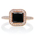 thumbnail image 3 of 2.25 Carat Perfect Princess cut Black Diamond and Diamond Trio Halo Wedding Ring Set on 10k White Gold, 3 of 3