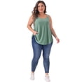 thumbnail image 3 of DARING DIVA Women's Plus Tank Tops Sleeveless Spaghetti Strap Loose Fit 1X Gray Green, 3 of 6