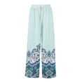 thumbnail image 4 of Dress Pants Women Petite High Waisted Wide Leg Summer Beach Vacation Women's Pants Boho Lounge Casual Palazzo Trousers Sky Blue S, 4 of 8