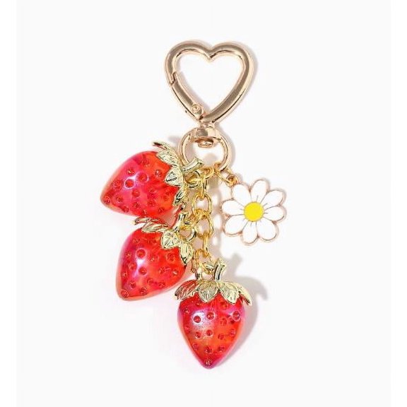 WEUVEB Strawberry Shaped Metal Keychain Charm for Bags, Wallets, Phones - and Stylish 1 Piece Accessory