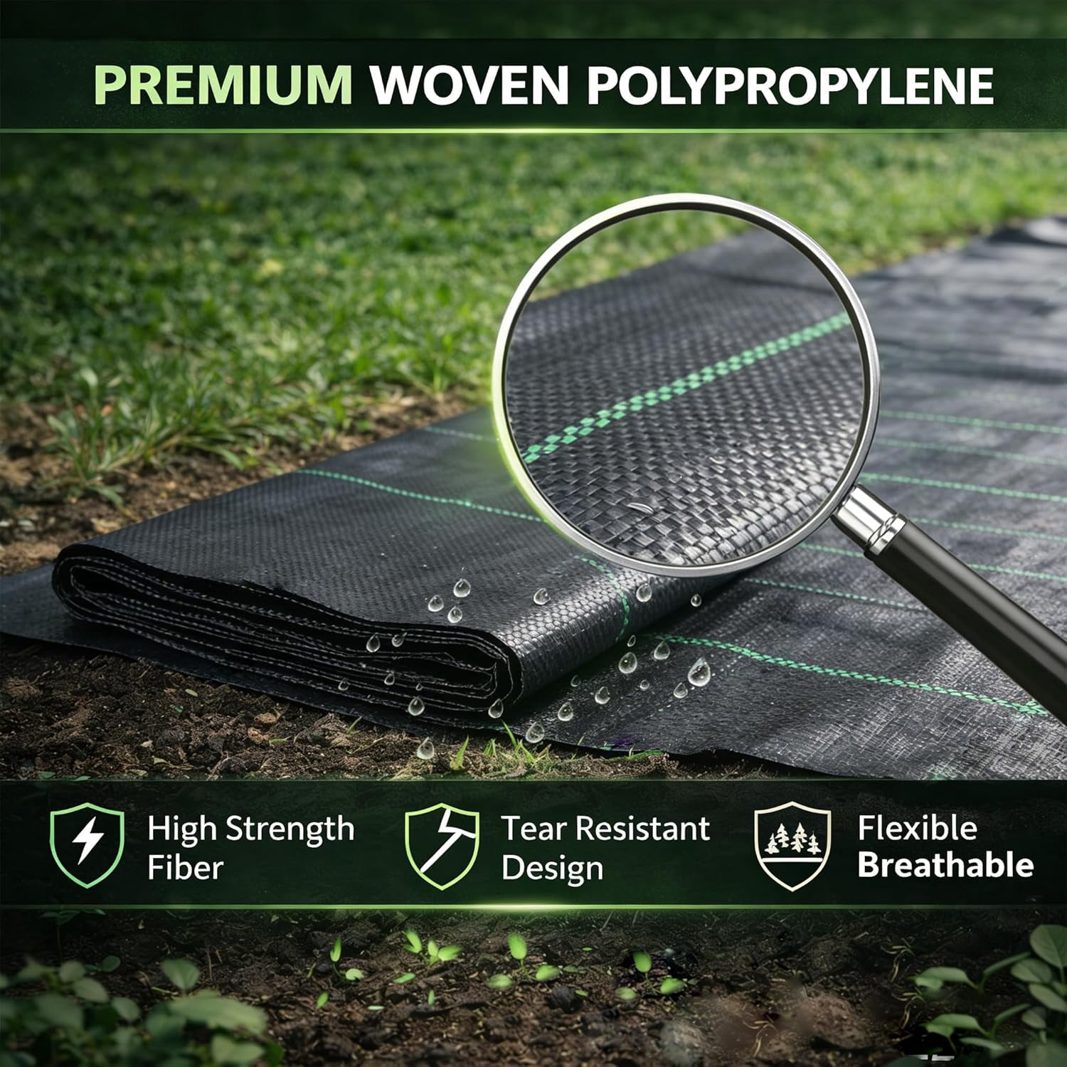Weed Barrier Landscape Heavy Duty，Garden Weed Barrier，Black Mulch for Landscaping, Weed Blocker Garden Bed Cover Garden Supplies (1.3ft x 100ft)