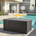 thumbnail image 6 of Decksplore 150 Gallon Resin Deck Box, Heavy-Duty All-Weather Storage Bench, Soft-Close Lockable Bin for Patio Cushions, Pool Toys, Firewood (Black), 6 of 11