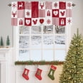 thumbnail image 4 of Valance Curtains for Kitchen Windows Christams Elks Pine and SnowflakesRod Pocket Valance Farm Red and White LatticeShort Window Curtain Topper for Bedroom Living Room Bathroom 54x18in, 4 of 7