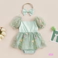 thumbnail image 3 of Eliza-0-24 Meses Bebé Niñas Floral Malla Romoper Vestido Puff Manga Corta Bodys Con Diadema, 3 of 4