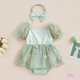 thumbnail image 3 of Eliza-0-24 Meses Bebé Niñas Floral Malla Romoper Vestido Puff Manga Corta Bodys Con Diadema, 3 of 4