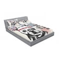 thumbnail image 3 of Ambesonne Animal Fitted Sheet & Pillow Sham Set, Tribal Feathers and Dog, Twinxl, White Black, 3 of 3