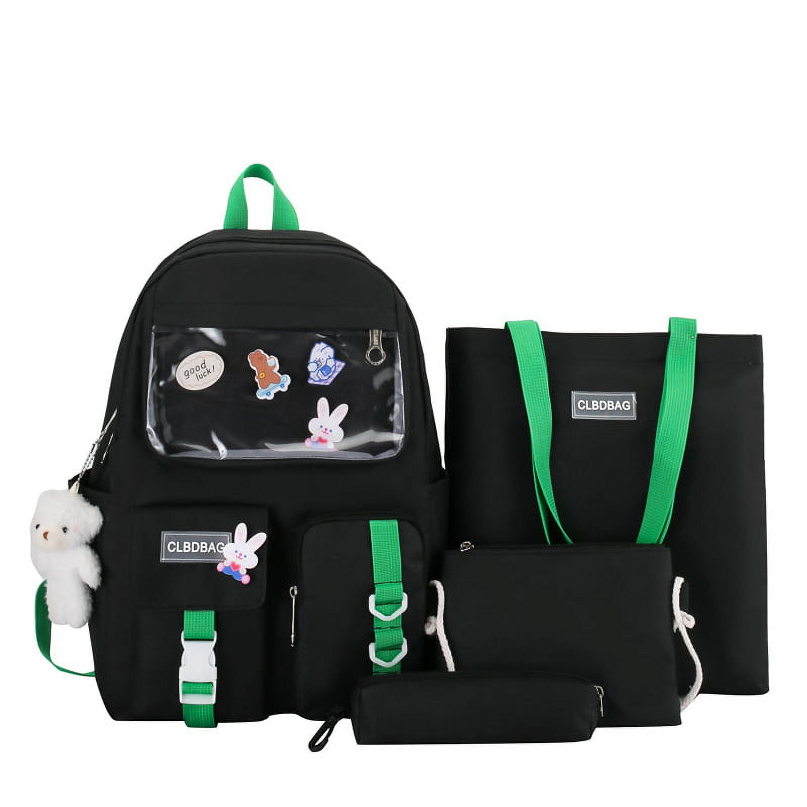 School Bag 4 Piece Set New Junior High Capacity Transparent Backpack High School Pen Bag Backpack