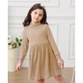 thumbnail image 3 of Lanbubble Girls Long Sleeve Turtleneck Dress Soft Knitted A Line Fall Winter Dress 2-7 Years, 3 of 8