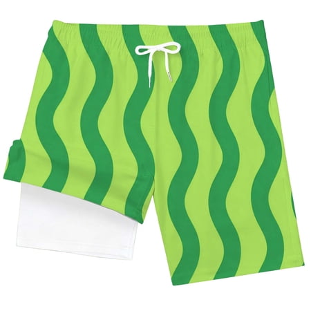 Likimi Child Kids Boys Shorts Elastic Waist Striped Print Summer Loose Fit Lightweight Breathable Shorts Light Green Size 2-3 Years