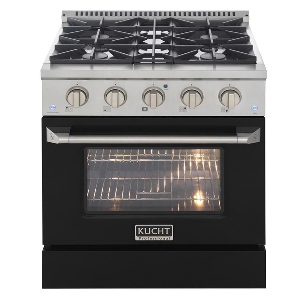 Pemberly Row 30" 4.2 cu. ft. Dual Fuel Range Propane Gas Sealed Burners in Black
