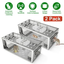 Imountek 2Pcs Humane Rat Trap, 2-Door Automatic Continuous Mouse Trap Cage, Reusable Live Animal Trap for Indoor Outdoor Use