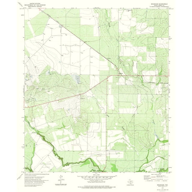 Topo Map - Brundage Texas Quad - USGS 1972 - 23.00 x 27.75 - Glossy Satin Paper