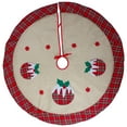 thumbnail image 3 of Northlight 48" Burlap Plaid Tree Skirt with Christmas Puddings - 48, 3 of 5