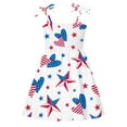 thumbnail image 2 of Pandaie 4th of July Toddler Girl Outfit Smocked USA Dress Sleeveless Tie Strap Dresses Kids Summer Beach Patriotic Clothes 2-3 Years Silver, 2 of 3