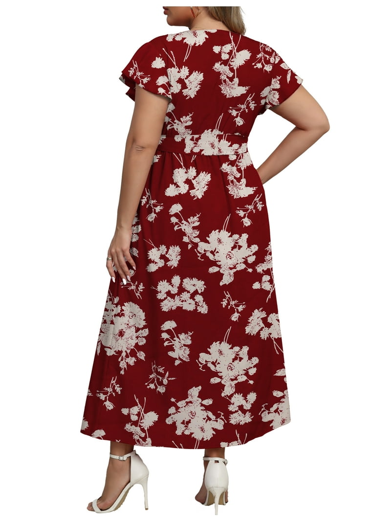 Eternal Blue Love Women's Plus Size Sundress Floral Butterfly Sleeve V-Neck  Mid-Length Dress - Walmart.com
