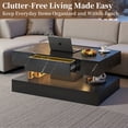 thumbnail image 6 of UHOMEPRO White LED Coffee Table, Modern High Gloss Living Room Center Table with Storage Drawers, Remote Controlled RGB LED Lights, 2-Tier Rectangle Marbling Print, 6 of 7