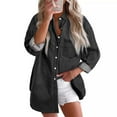 thumbnail image 4 of Denim Shirts for Women 2025 Fall Winter Long Sleeve Button Down Collared Casual Jean Shirt Blouse Tops, 4 of 6