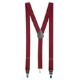 thumbnail image 1 of Mens Elastic Y-Back Adjustable Clip-on Suspenders With Leather Trim- Red (Tall, 54" Long ), 1 of 6