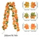 thumbnail image 3 of Guirnalda artificial de ratán de hojas de arce - Decoración otoñal de 78,74 pulgadas para puertas, paredes y ventanas - Follaje plástico realista naranja y rojo, 3 of 6