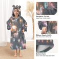 thumbnail image 3 of FORMRS Wearable Blanket Hoodie with Sleeves for Kids Cozy Flannel Sweatshirt, Neon Llamas Pattern, 3 of 7