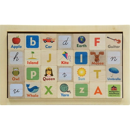 

Letter Picture ABC Blocks in Wood Tray - Made in USA