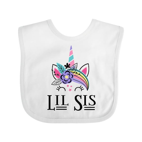 Inktastic Little Sister Unicorn Lil Sis Girls Baby Bib