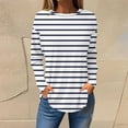 thumbnail image 2 of idosla Womens Long Sleeve Shirts Crewneck Casual Loose Trendy Print T Shirt Tops Basic Tee Fall Top Work Clothes (Navy, 3XL), 2 of 5