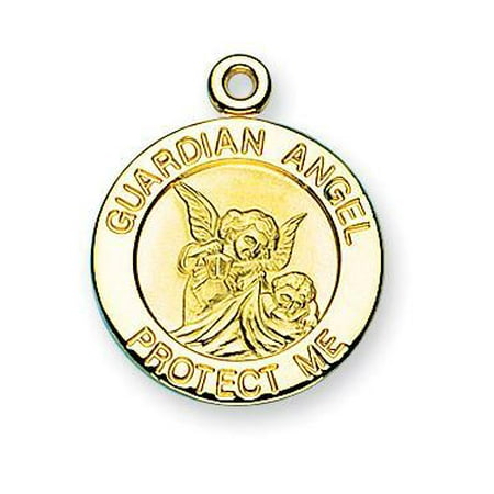 - Guardian Angel Round Gold Over Sterling Silver Medal