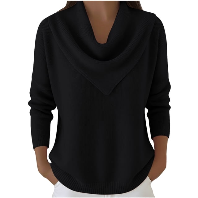 Yigetop Chandail à Col Roulé pour Femmes, Chandail à Col Roulé Surdimensionné pour Femmes, Mode Automne Hiver, Chandail à Manches Longues Tendance, Chandails d'Hiver pour Femmes, Noir P