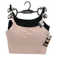 thumbnail image 3 of Marilyn Monroe Intimates Women's Long Line Laser-Cut Seamless Bralette 2 Pack - Light Pink and Black - Large, 3 of 8