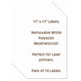 thumbnail image 1 of Étiquettes Autocollantes Imperméables 11x17, Lot de 10, Polyester Blanc, 1 of 4