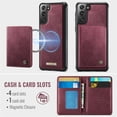 thumbnail image 3 of Case For Samsung Galaxy S22+ 5G RFID Blocking Compatible With MagSafe Detachable 2 In 1 Wallet With Card Holder,PU Leather Case,  Holder Kickstand Magnetic Protective Women Men Cover,Wine red, 3 of 11