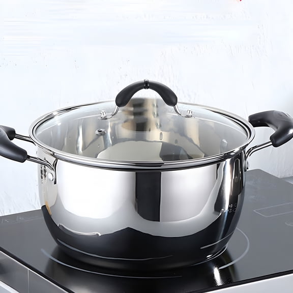 ACDANC Stainless Steel Soup Pot Stockpot with Covers Cooking Pot Kitchen Supplies Rust Resistant Durable Simmering Pot Double Handles Large
