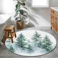 thumbnail image 3 of Round Rugs 4Ft, Forest Green Ombre Round Area Rug Washable Indoor Throw Carpet, Watercolor Sage Green Trees Soft Non Slip Circle Rug for Kitchen Nursery Room Home Decor Aesthetic, 3 of 8