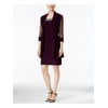 R&M RICHARDS Womens Purple 3/4 Sleeve Scoop Neck Above The Knee Cocktail Sheath Dress 10