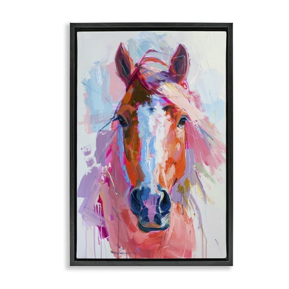 Stupell Industries Sunset Horse Visage Animals Painting Black Floater Framed Canvas Art Print Wall Art, 17 x 25